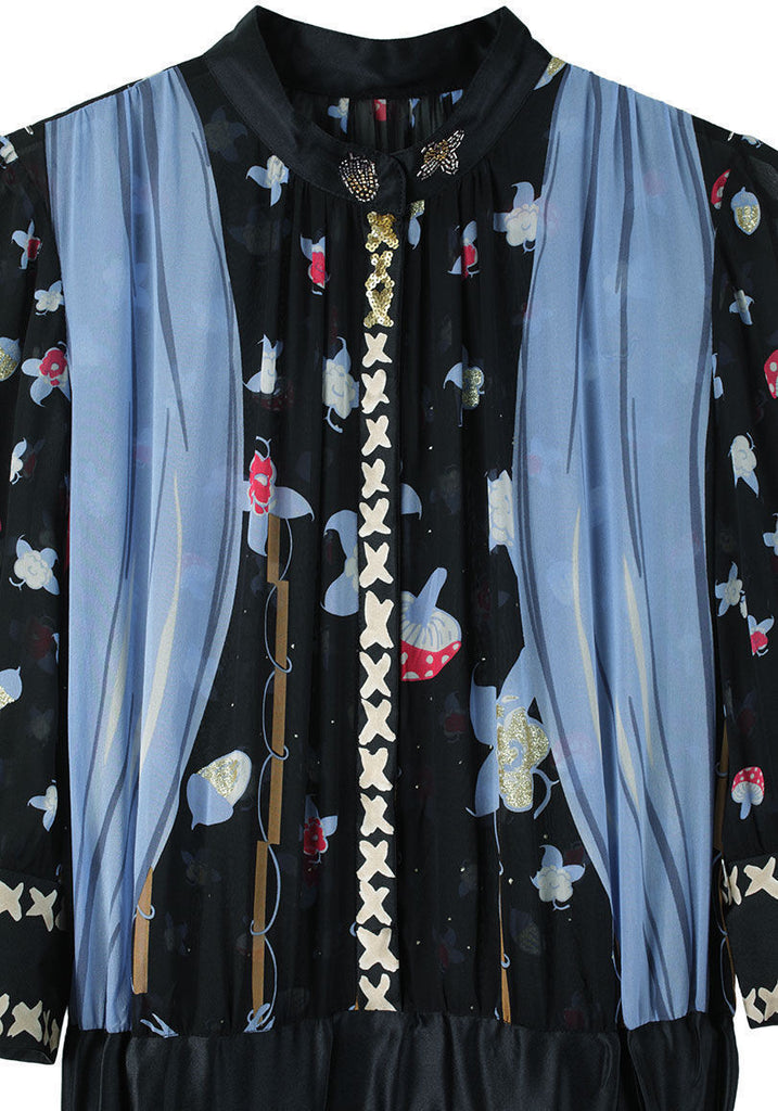 Long Printed Silk Dress