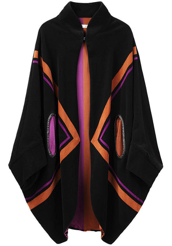 Stripe Velour Capelet Coat