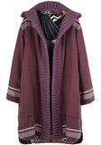 Stripe Velour Hooded Coat