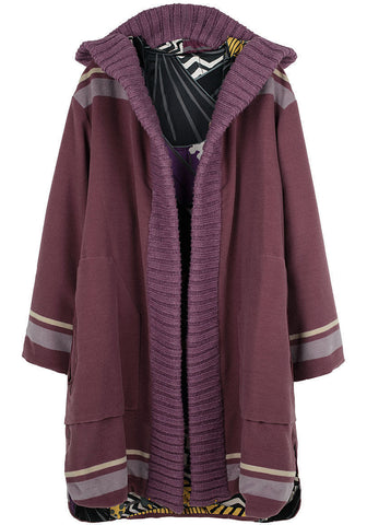 Stripe Velour Hooded Coat