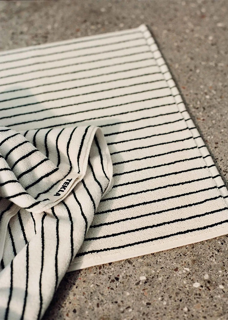 Striped Terry Hand Towel — Racing Green