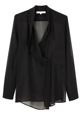 Asymmetric Washed Silk Blouse