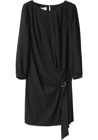 Buckled Sash Crepe Dress