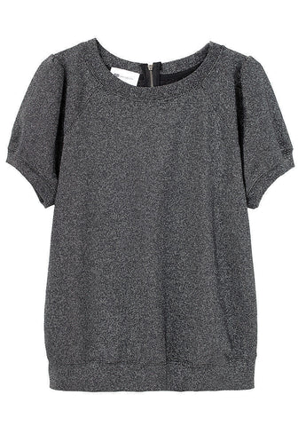 Short-Sleeved Lurex Pullover