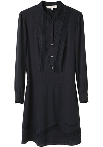 Embroidered Crepe Shirtdress