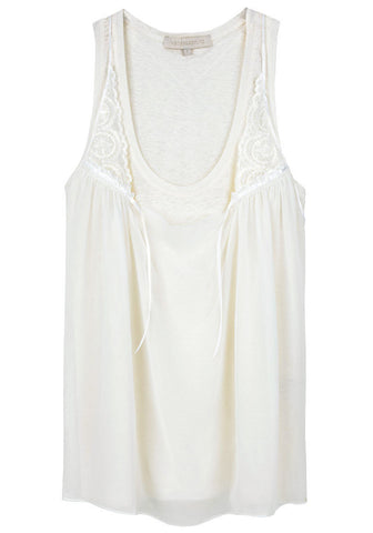 Linen Tank w/ Lace Overlay