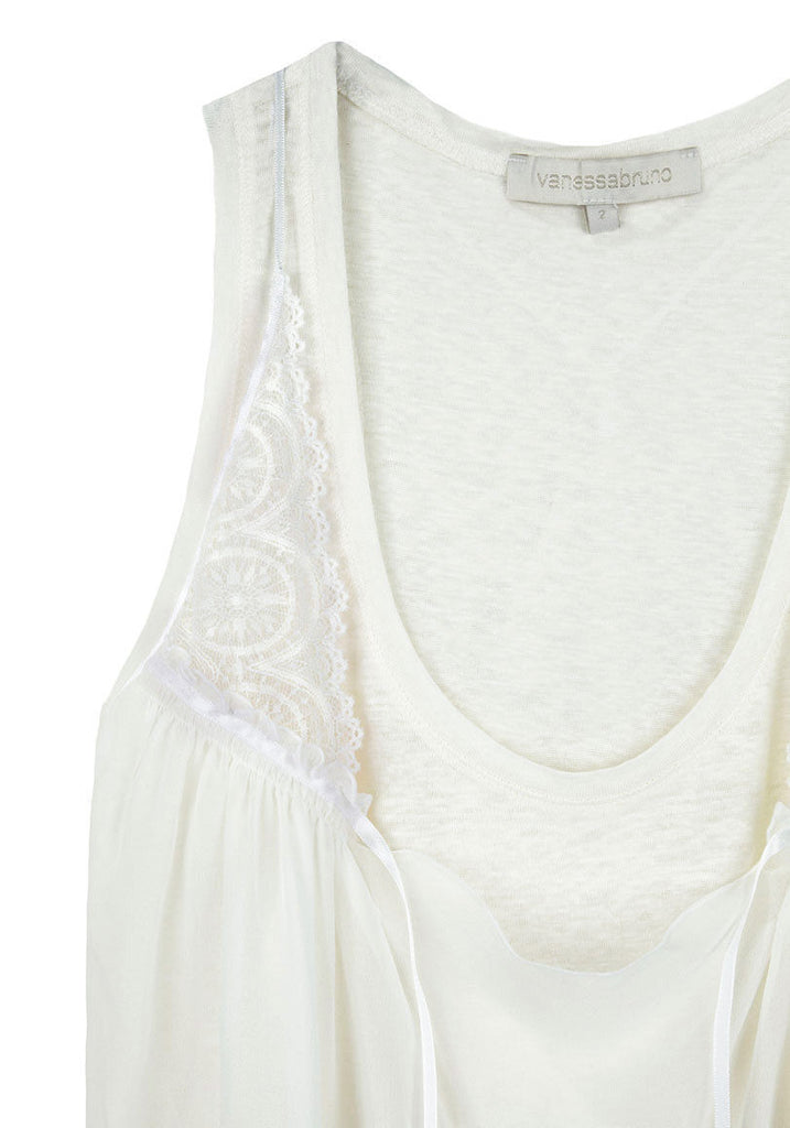 Linen Tank w/ Lace Overlay