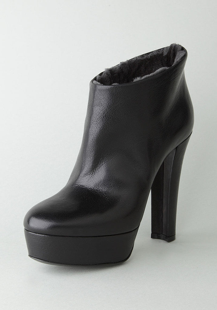 Fur Lined Ankle Boot Heel