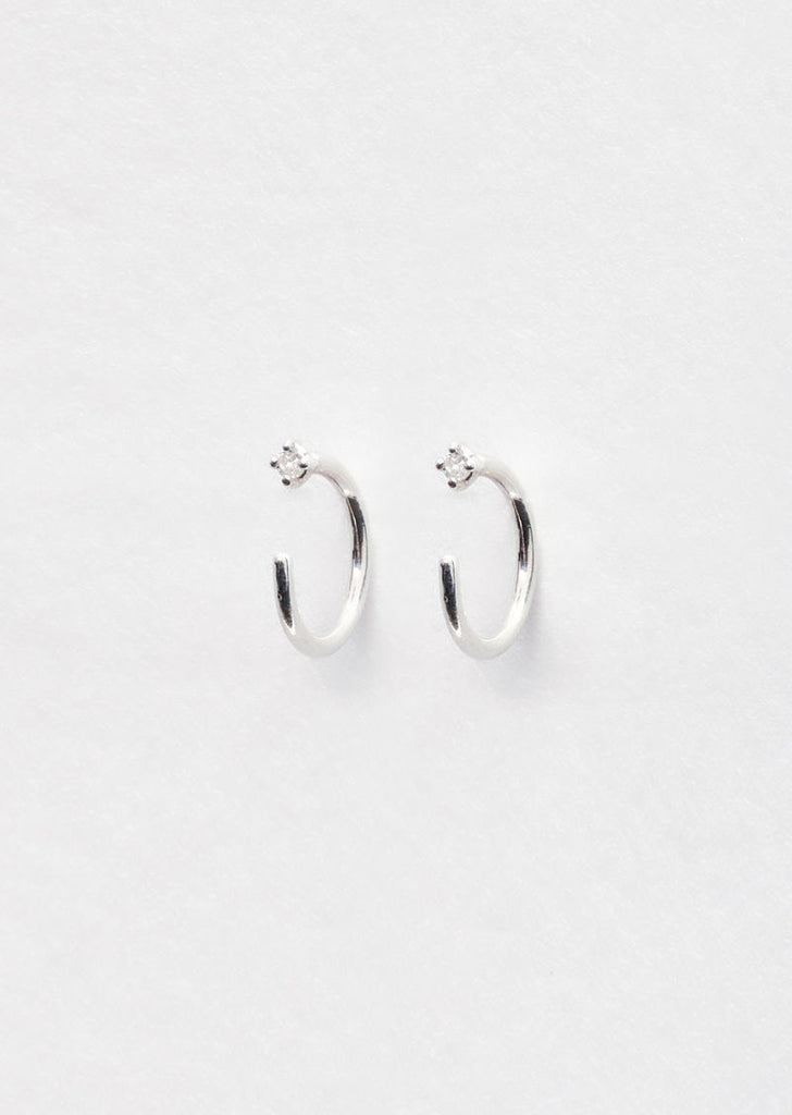 White Diamond Loop Earrings