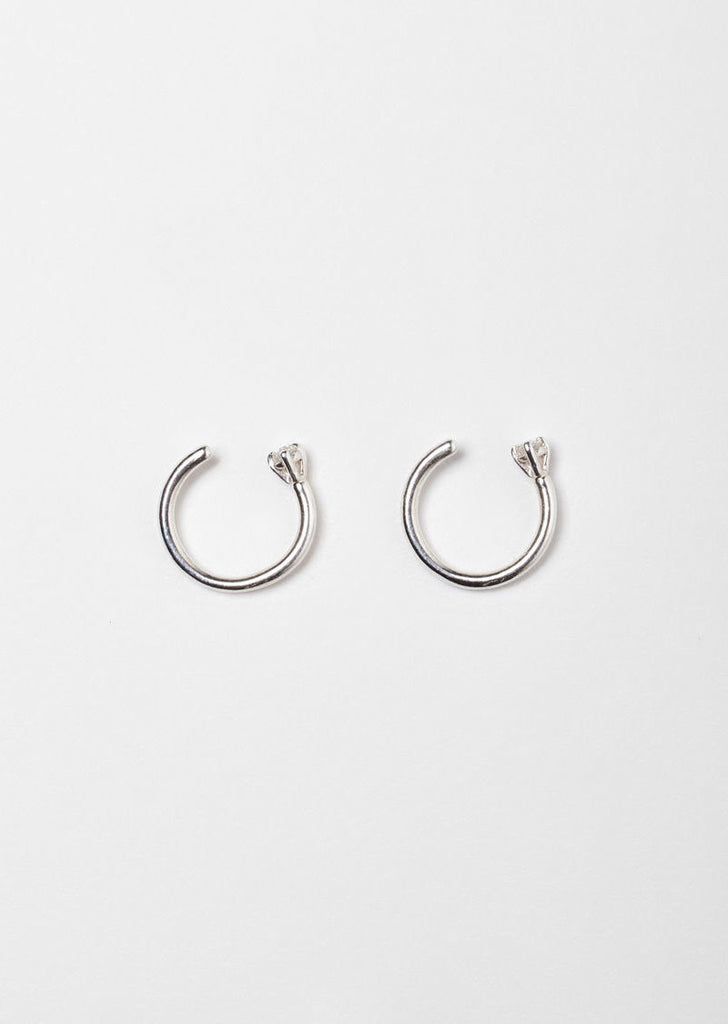 White Diamond Loop Earrings