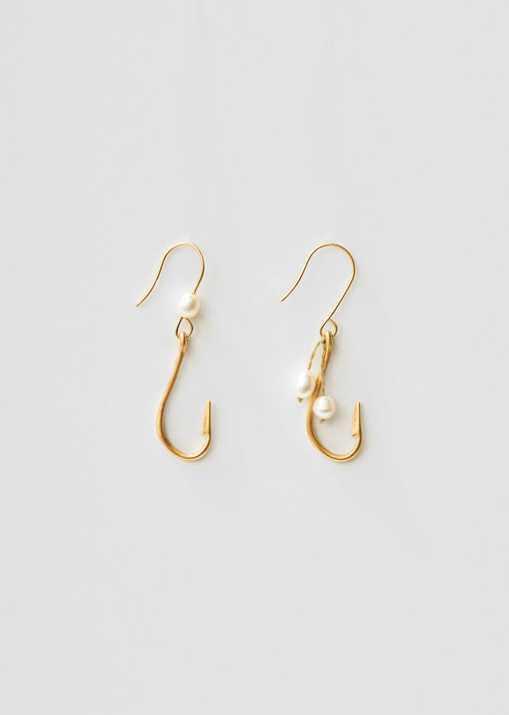 Gold Hook Earrings With Pearls