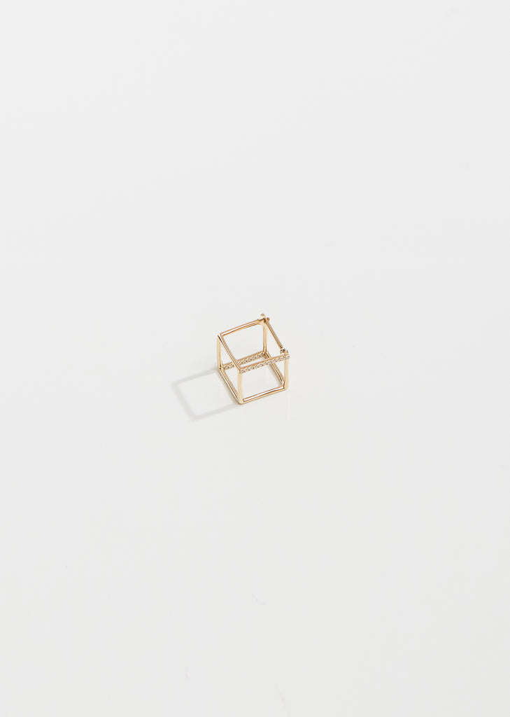 Small 3D Square Earring with Diamonds
