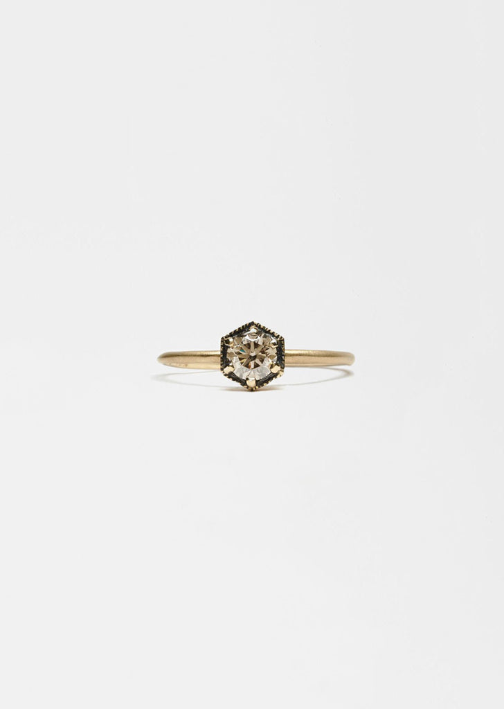 Hexagon Brown Diamond Ring