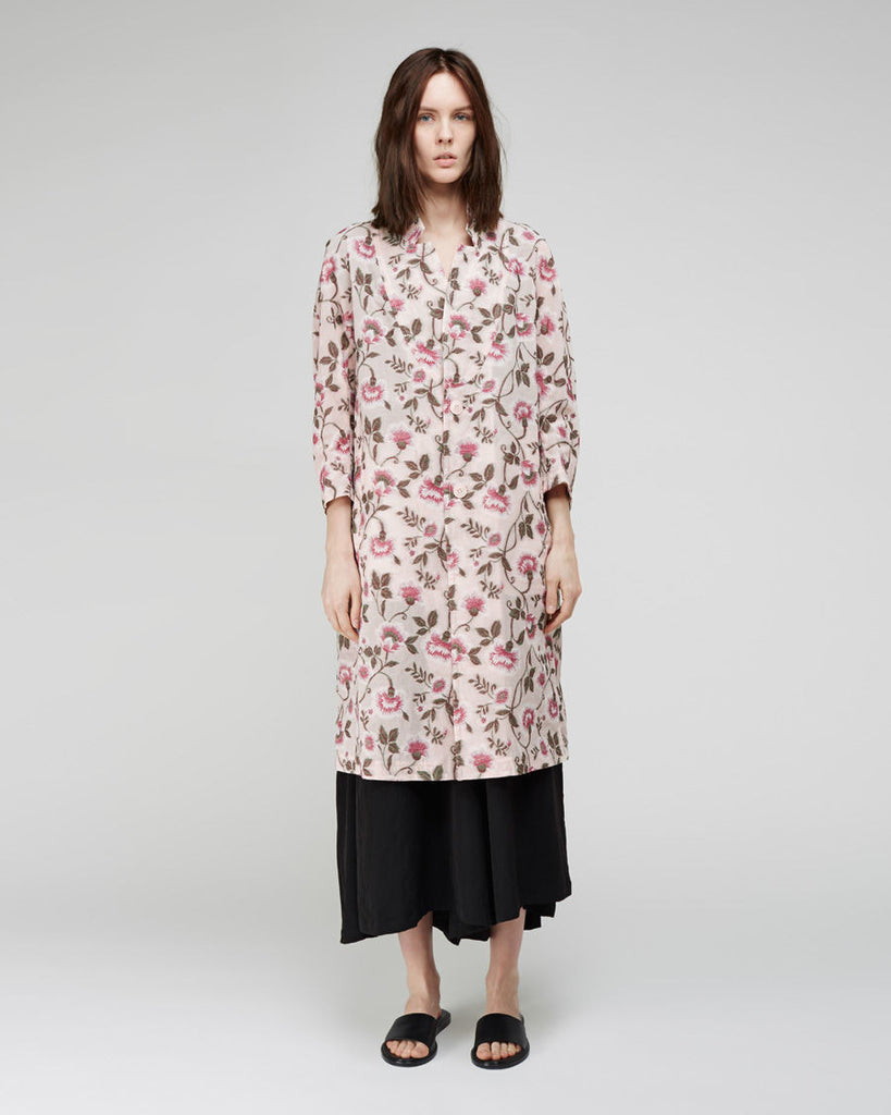 Floral Embroidered Robe Coat
