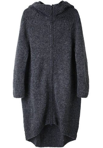 Long Hooded Zip Cardigan