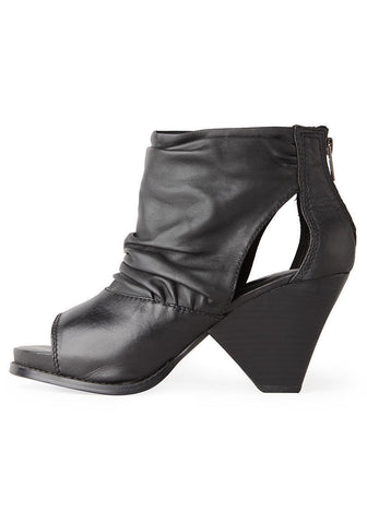 Peep Toe Ruched Ankle Boot