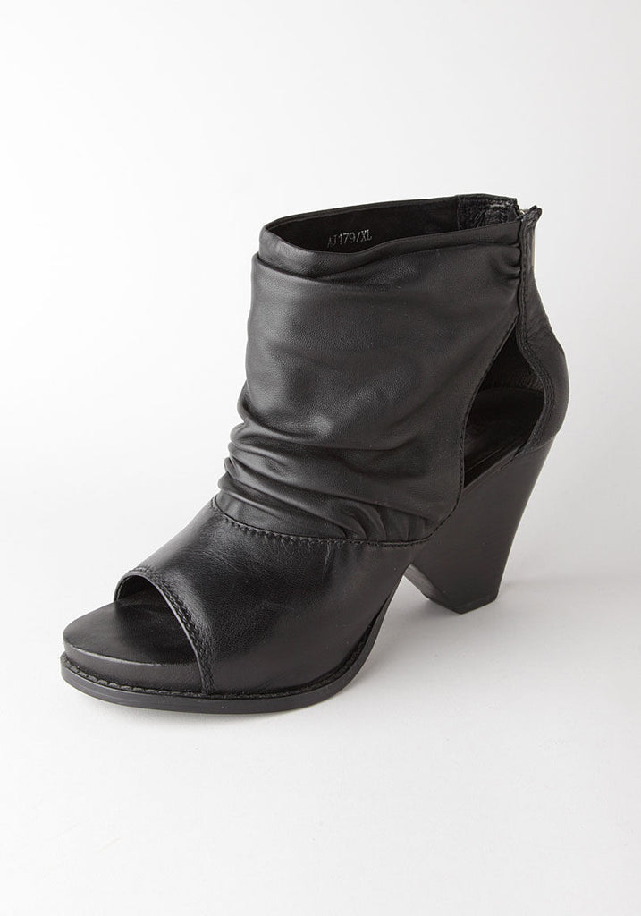 Peep Toe Ruched Ankle Boot