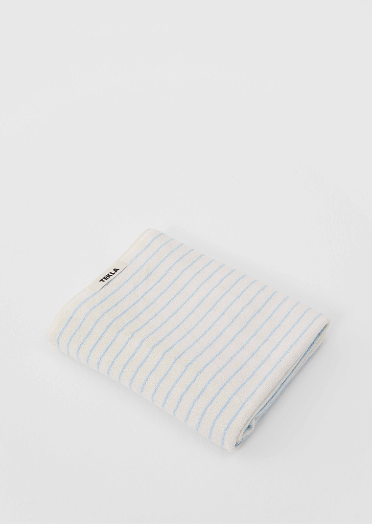 Striped Terry Bath Towel — Baby Blue Stripes