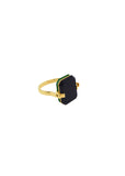 Sandwich Deco Ring — Gold Black & Green Agate