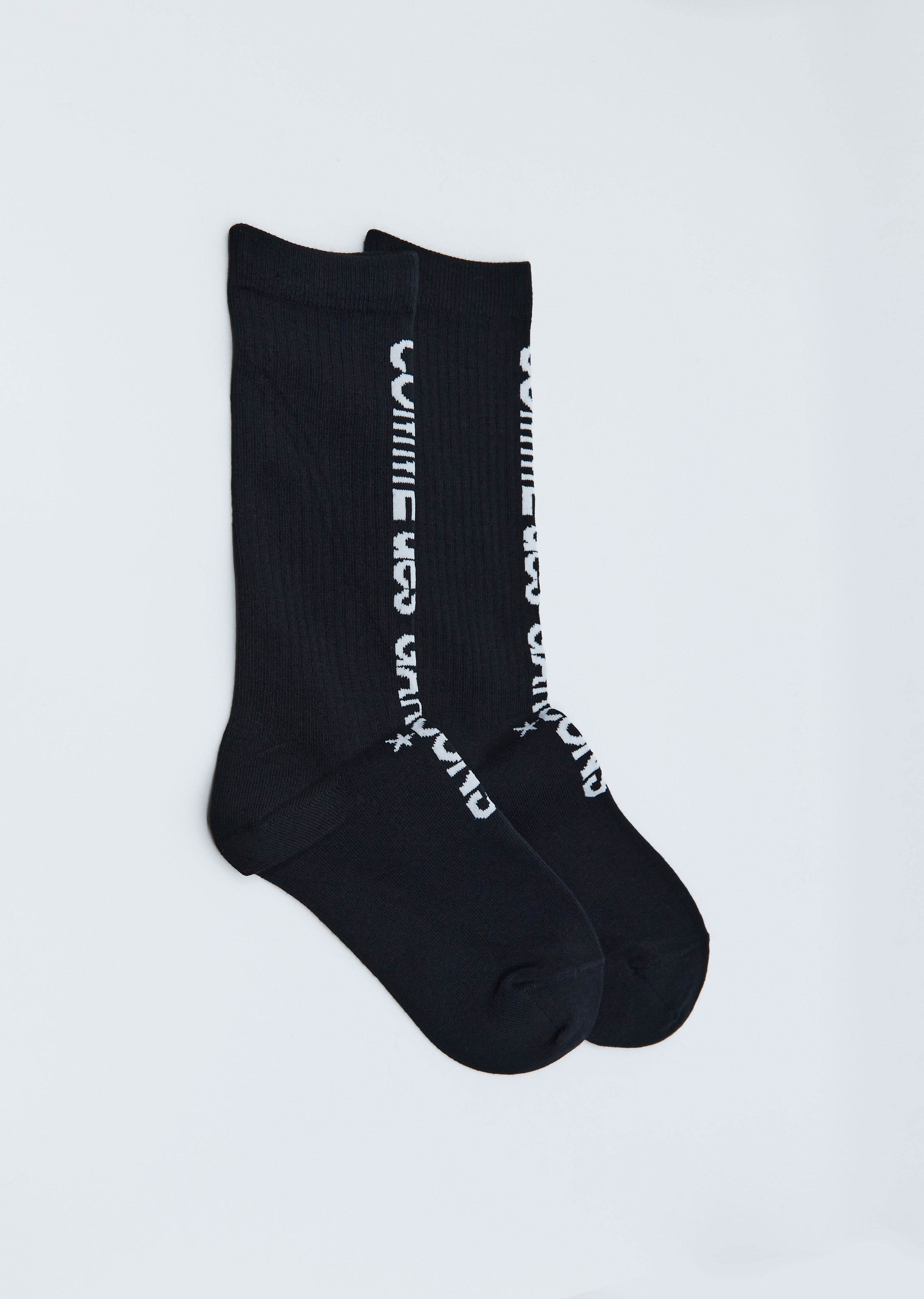 Long Ribbed Logo Socks — Black – La Garçonne