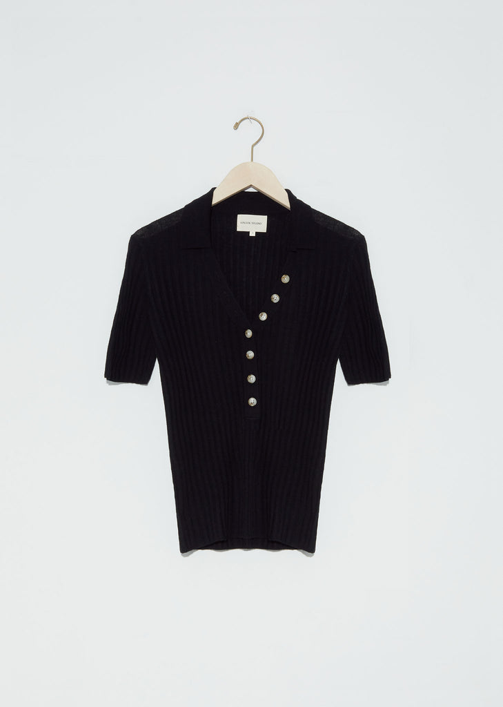 Socotra Wool & Cashmere Polo — Black