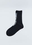 Long Ribbed Logo Socks — Black