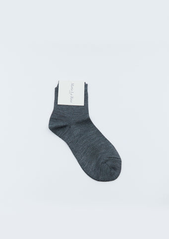 One Ankle Short Socks — Grey Melange