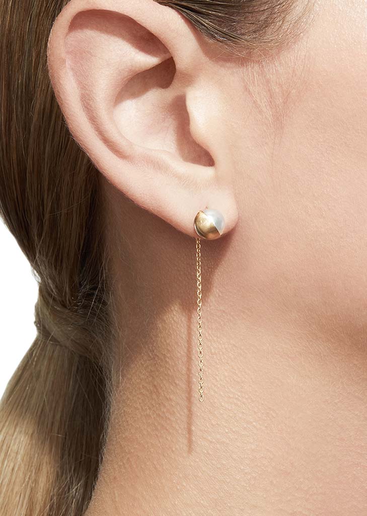 Half Pearl Chain Earring 135°