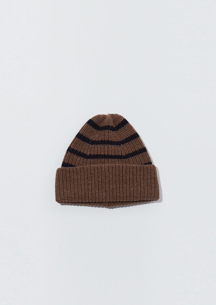 Utility Wool Stripe Rib Hat — Ginger / Navy
