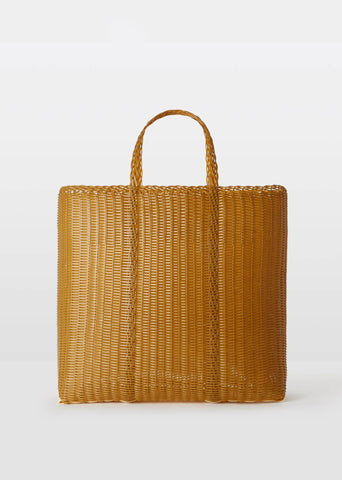 Large Flat Handwoven Tote — Tobacco