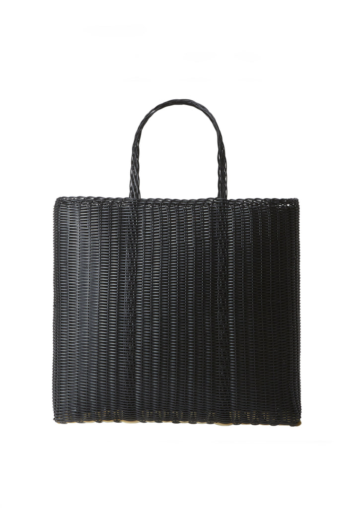 Large Flat Handwoven Tote Bag — Black