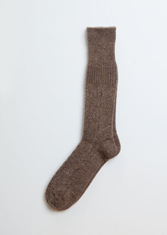 Alpaca Wool Cable Socks — Mocha