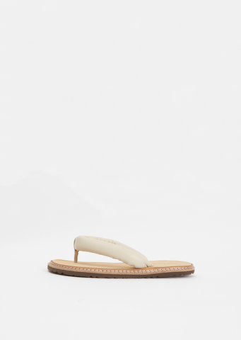 Flip Padded Leather Thong Sandals — Clay