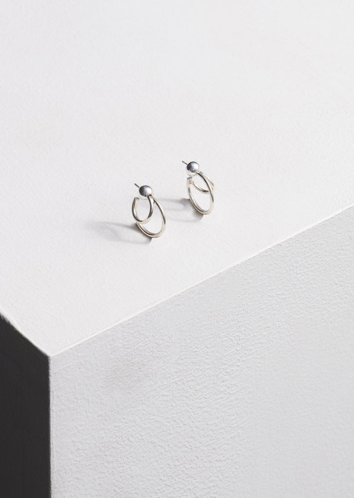 Small Double Hoops — Silver