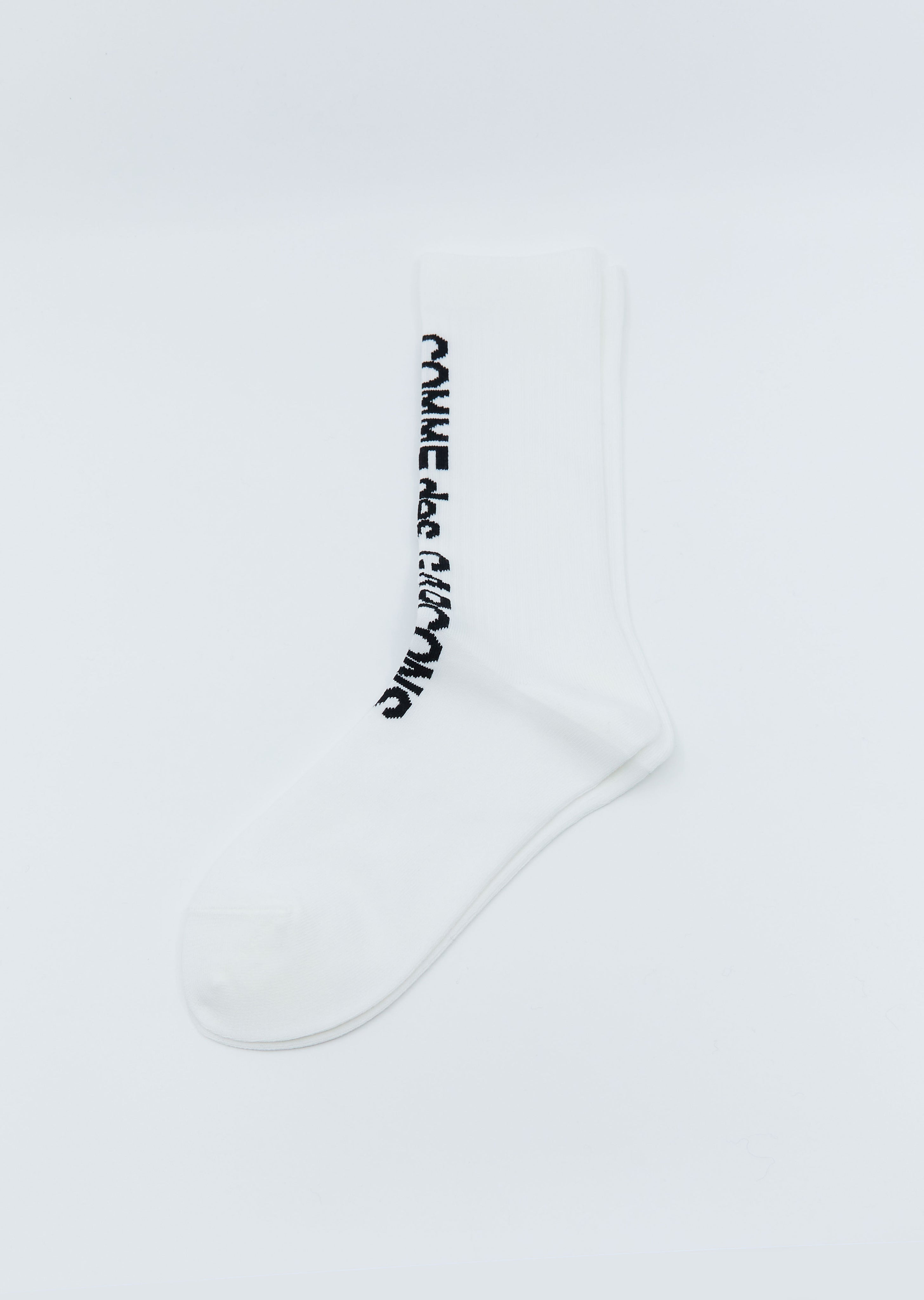 Long Ribbed Logo Socks — White – La Garçonne
