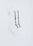 Long Ribbed Logo Socks — White